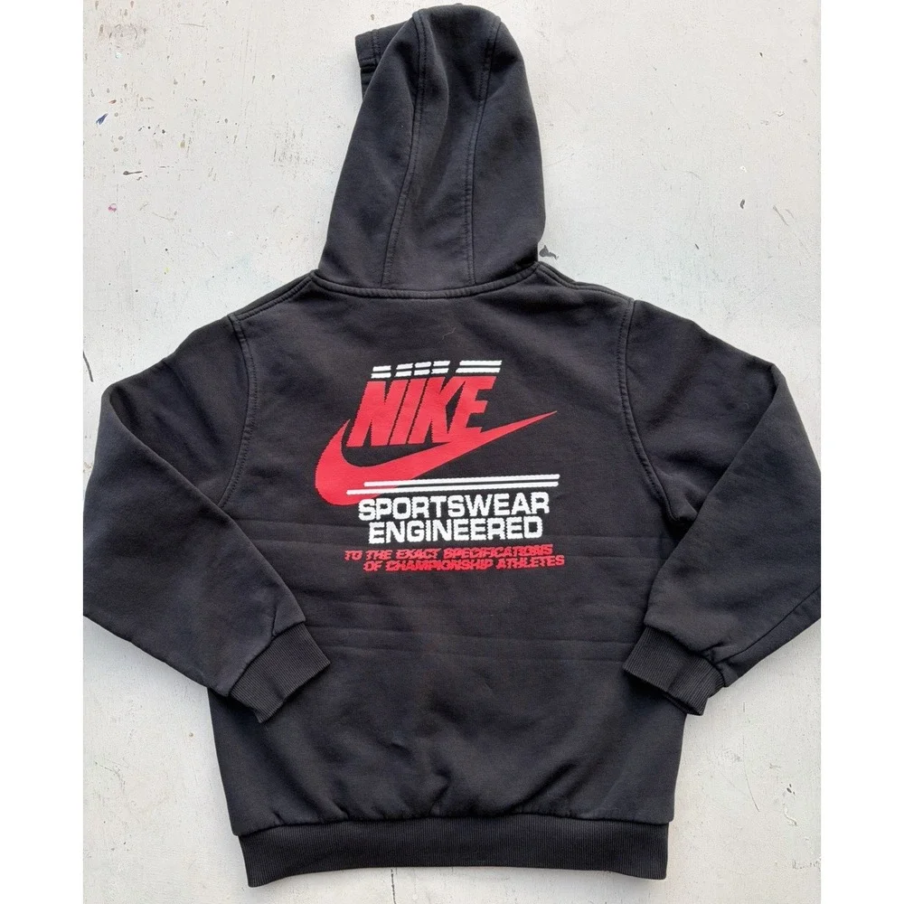 Kid's Nike Hoodie Black Swish Logo L Spell-Out Street Check Casual Street Sports
